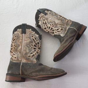 LAREDO Womens Leather Cowgirl Boots 9M Western Distressed Festival